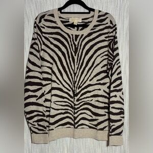Michael Kors Zebra Pattern Sweater in Black and Cream